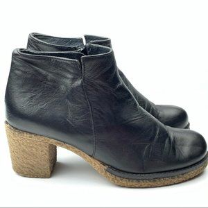 Size 37 ankle boots black Italian leather chunky